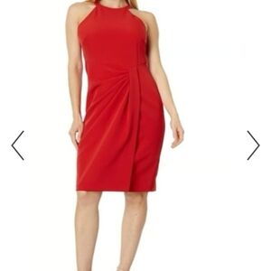 Elegant Red Halter Dress By Vince Camuto, Gentle Used , Sz 6